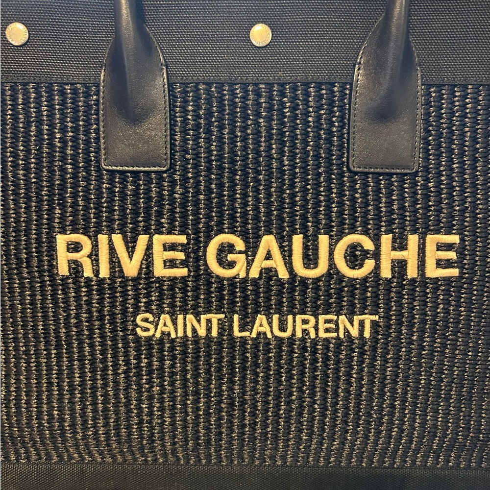 LIKE NEW YSL SAINT LAURENT RIVE GAUCHE RAFFIA SMALL TOTE HANDBAG - Picture 12 of 16
